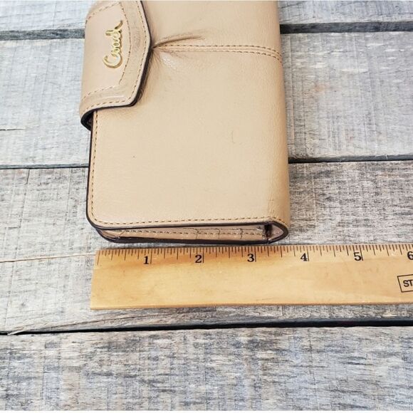 VINTAGE COACH Ashley Slim Envelope Leather Wallet Tan - Picture 5 of 11